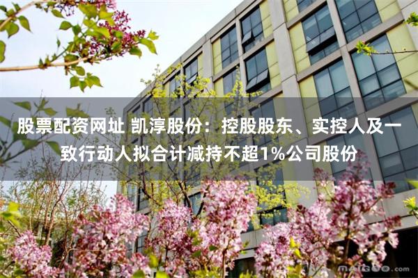 股票配资网址 凯淳股份：控股股东、实控人及一致行动人拟合计减持不超1%公司股份