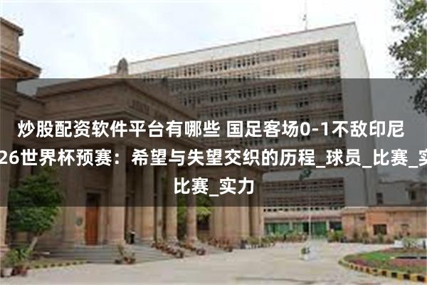 炒股配资软件平台有哪些 国足客场0-1不敌印尼 2026世界杯预赛：希望与失望交织的历程_球员_比赛_实力