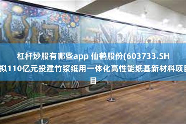 杠杆炒股有哪些app 仙鹤股份(603733.SH)拟110亿元投建竹浆纸用一体化高性能纸基新材料项目