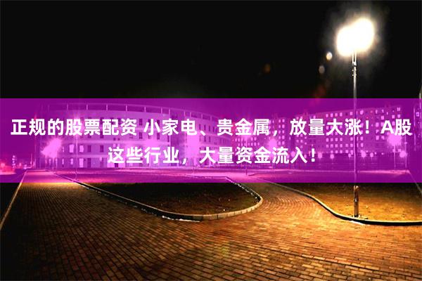 正规的股票配资 小家电、贵金属，放量大涨！A股这些行业，大量资金流入！